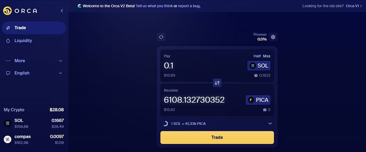 Orca DEX page