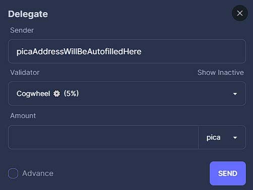 Cogwheel Explorer make the transaction