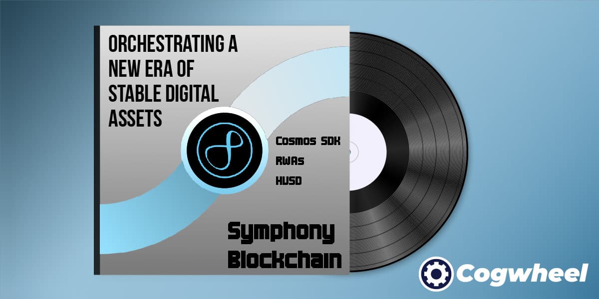 A vinyl cover with digital illustration of symphony logo and a title "SymphonyOrchestrating a New Era of Stable Digital Asset"
and a half visable vinyl