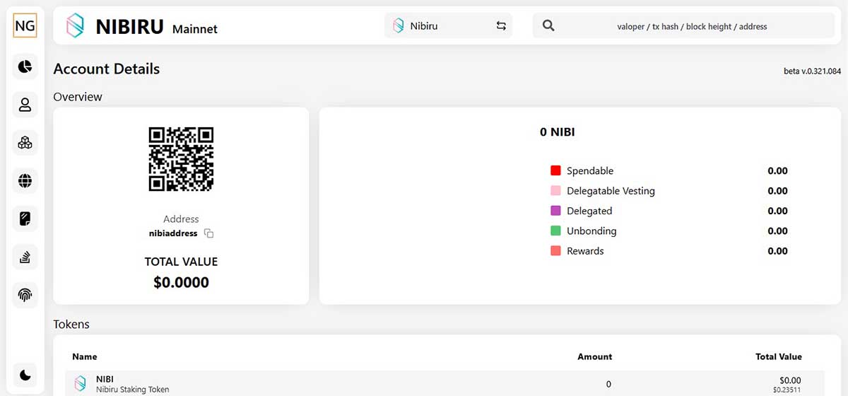Explorer account overview